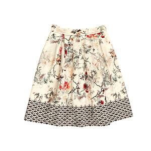 Rinaschimento Pleated Aline Knee Lenth Floral Print Skirt Sz Small Cotton Pique
